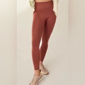 KNIX Good to Go Seamless Leggings Ribbed Waist Cinnamon Brown XL